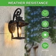 thumbnail image 6 of 21" Outdoor Wall Lantern Light - Vintage Black Metal & Clear Glass Sconce with Decorative Scroll Design for Porch, Patio, and Garden Lighting, 6 of 9