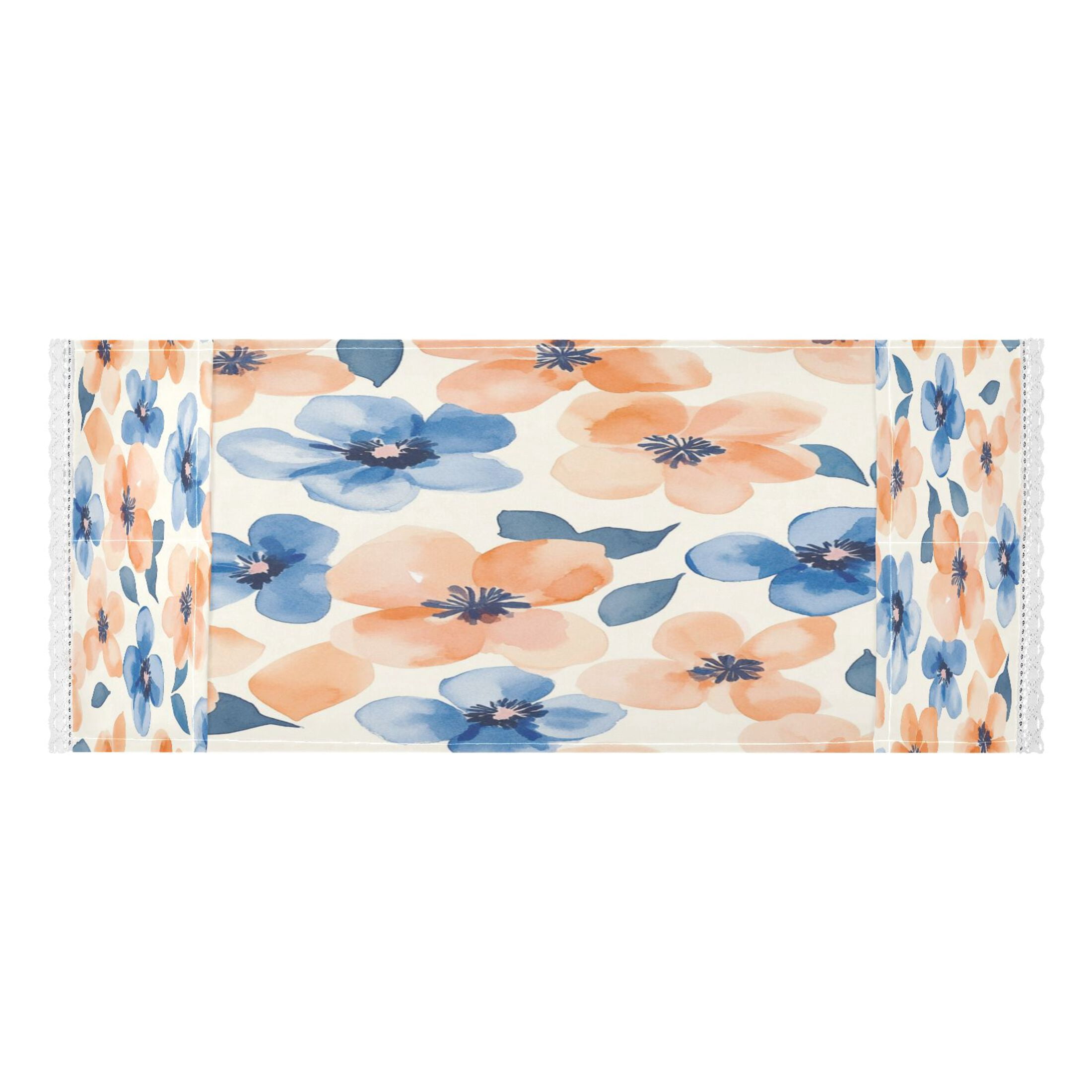 WOBOGO Pastel Peach and Blue Flowers Washing Machine Cloth Dryer Refrigerator Top Cover Protective Non-Slip Mat For Kitchen Laundry
