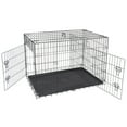 42" Dog Crate Kennel Folding Metal Pet Cage 2 Door With Tray Pan Black