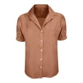 thumbnail image 4 of Womens Tops Short Sleeve Denim Shirt Casual Washed Distressed Puff Sleeve Button Up Shirts Blouses for Women Dressy Casual, 4 of 4