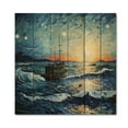 thumbnail image 3 of Designart "Seascape with Fishing Inspired by Van Gogh VI" Vangogh Print on Natural Pine Wood, 3 of 5