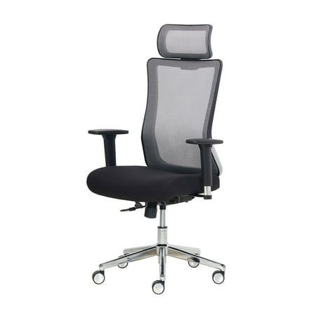 WELLNESS BY DESIGN Ergonomic Mesh Back Office Chair with Headrest In Black/Grey