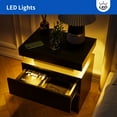 Cubehom Nightstand Set of 2 LED End Side with 2 Drawers Table Modern