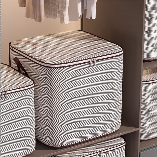 Bolsa de almacenamiento de tela no tejida de gran capacidad con cremallera de 210 l | Cesta organizadora de ropa plegable con asas reforzadas | Contenedor para mudanzas de viaje (50 x 60 x 70 cm)