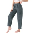 thumbnail image 4 of INSPIRE CHIC Womens Pajama Bottoms Fleece Fuzzy Elastic Waistband Loungewear Plush Warm Winter Long Pants with Pockets S Dark Gray, 4 of 5