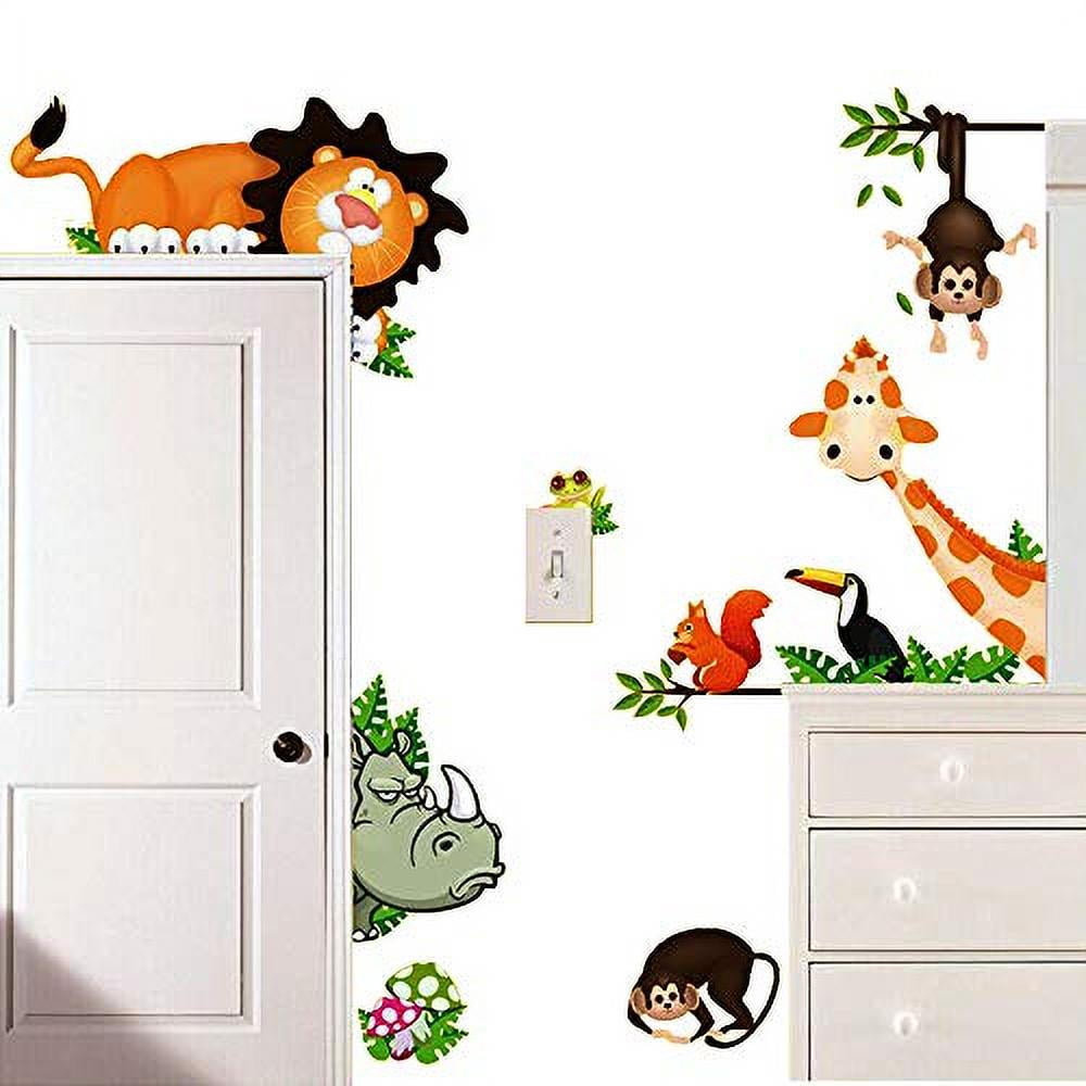 MLM Lovely Giraffe Monkey Rhinoceros Lion Zoo Zoological Ggarden Art Wall Stickers Decal for Nursery Home Decor Children Courtyard Baby Room