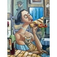 thumbnail image 2 of West, Ronald 25x32 White Modern Wood Framed Museum Art Print Titled - Lady and Cat III, 2 of 4