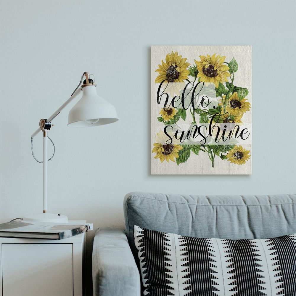 Stupell Industries Vintage Painted Sunflowers with Hello Sunshine Text Designed by Daphne Polselli