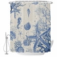 thumbnail image 2 of Blue Coastal Starfish Waterproof Fabric Shower Curtain,Beach Ocean Nautical Shells Conch Waterproof Fabric Shower Curtain for Bathroom Curtains Bathtubs Shower Curtains with 12 Hooks Standard 72x72, 2 of 8