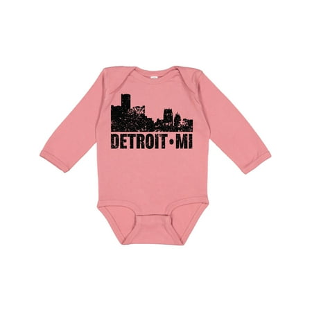 

Inktastic Detroit Skyline Grunge Gift Baby Boy or Baby Girl Long Sleeve Bodysuit