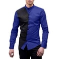 thumbnail image 1 of Camisas Para Hombre Manga Larga Negra Camisa a juego de colores de manga larga con cuello levantado y moda informal para hombre (Blue, M), 1 of 7