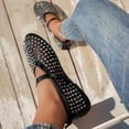 thumbnail image 5 of Samdudou Dress Shoes for Women Closed Toe Mary Jane Flats Edgy All Over Spiked Stud Embellishments Sheer Breathable Mesh Slip On Summer Evening Party Chic Footwear, 5 of 9