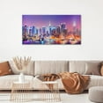thumbnail image 6 of HFDF Large Canvas Wall Art Decor for Living Room Bedroom New York Skyline Pictures Modern City Night Landcape Purple Painting Prints Home Office Artwork Decoration 24x16inch Framed, 6 of 7