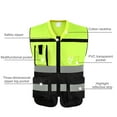 thumbnail image 4 of Moxufan Men High-Visibility Reflective Vest V-neck Sleeveless Multi Pockets Design Waistcoat Clear ID Pocket Pen Holder Vest Coat,Red, 4 of 8