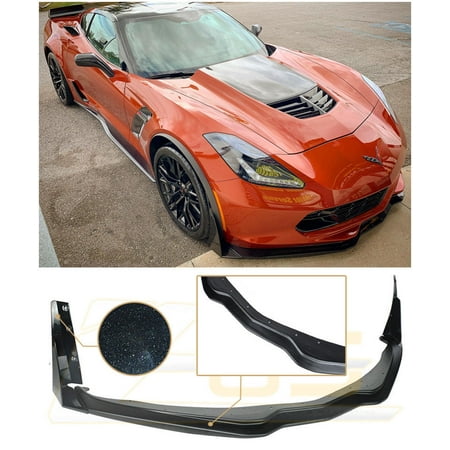 - for 2014-Present Chevrolet Corvette C7 | EOS Z06 Z07 Stage 3 Style ABS Plastic Primered Black Front Bumper Lower Lip Splitter with Carbon Flash Metallic Side Extension Winglets