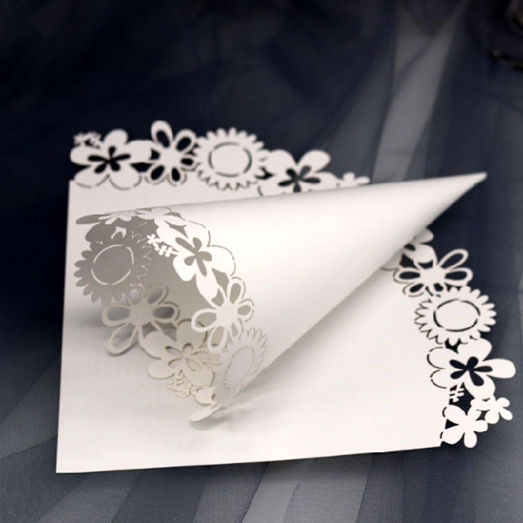Laser Cut Love Heart Wedding Confetti Cone Paper Cones Petal Candy Holder 