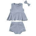 thumbnail image 2 of Newborn Baby Girl Clothes 0-18M Knitted Tank Top Short Set Summer Outfits Premie Girls Clothing Set, 2 of 6