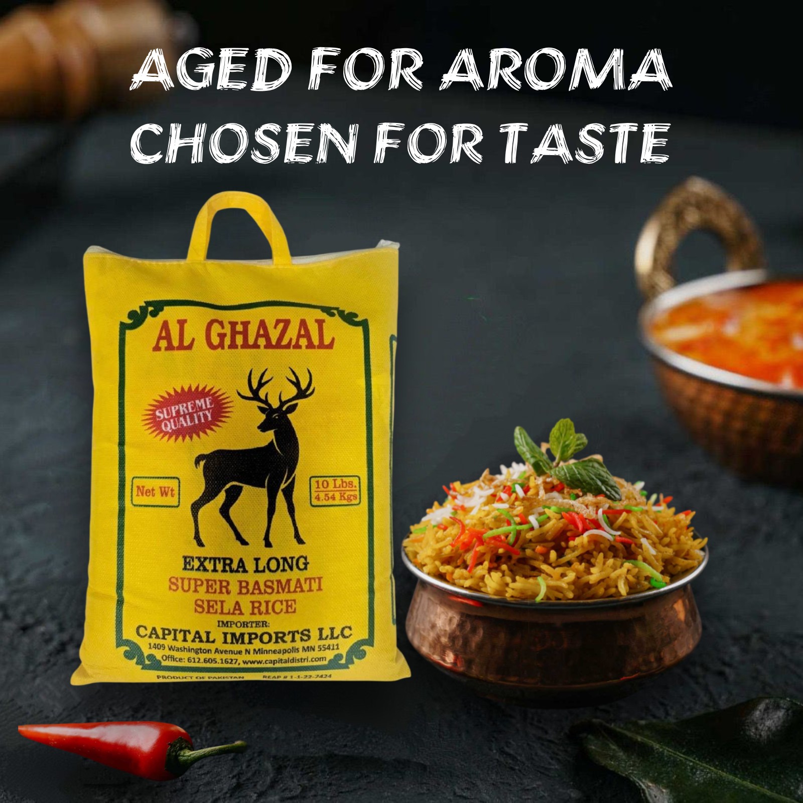 Al Ghazal Basmati Sela Rice Extra Long Super Basmati sela  10 Lbs / 4.54 kg, Non GMO, Extra Long Basmati Rice, White Rice, Vegan Dried Rice, BPA & Gluten Free, Zip Lock Bag, Non Sticky Grain