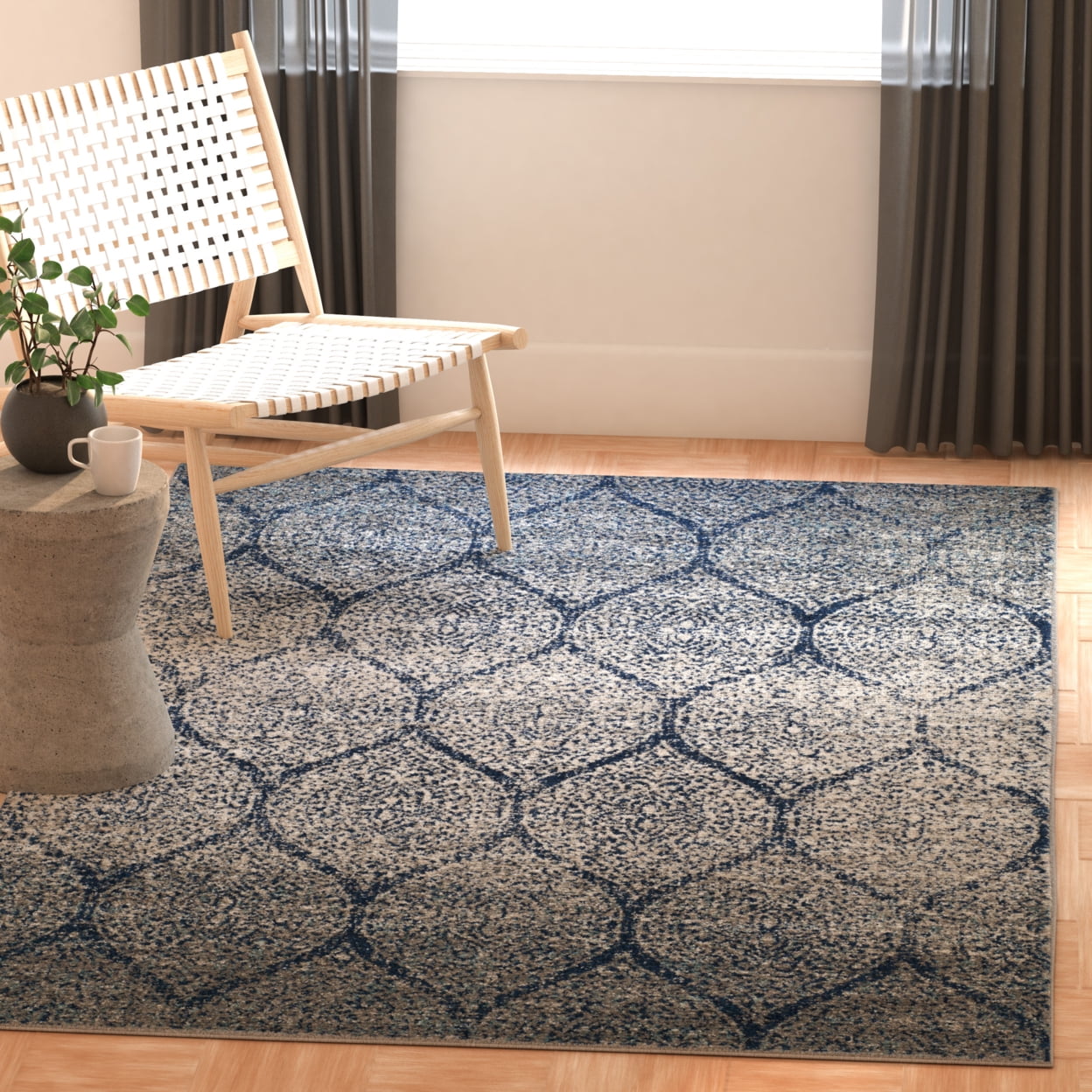 SAFAVIEH Madison Collection MAD604G Navy / Silver Rug - Walmart.com