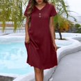 thumbnail image 3 of Tshirt Dress Women Summer Plus Size Short Sleeve V Neck Lightweight Casual Mini Dresses T Shirt Dresses for Women, 3 of 8