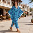 thumbnail image 5 of DISNIMO Kaftans Dress for Women Sea Turtle Flower Print Plus Size Batwing Sleeve Caftans Beach Dress V Neck Bathing Suit Cover Ups Lightweight Summer Beach Coverup for Swimwear, 5 of 7