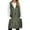 Army Green, variant on Warm Quilted Down Vest, Sleeveless Hooded Coat with Buttons and Zipper, Solid Color, Long Length