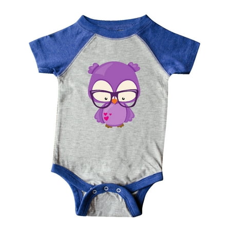 

Inktastic Valentine s Day Owl Purple Owl Glasses Hearts Gift Baby Boy or Baby Girl Bodysuit