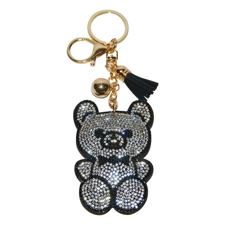 Cute Bear Keychain fuchshia diamonds Crystal Bear Charm Keychain keyring  Ruby Rhinestone Bling Teddy Bear Key chain, Bag charms