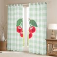 thumbnail image 2 of jejeloiu Kawaii Cherry Blackout Curtains Set of 2 (52x84 Each),Modern Geometric Plaid Window Curtains,Red Green Curtains and Drapes For Girls Teens,Ultra Soft Home Decor, 2 of 6