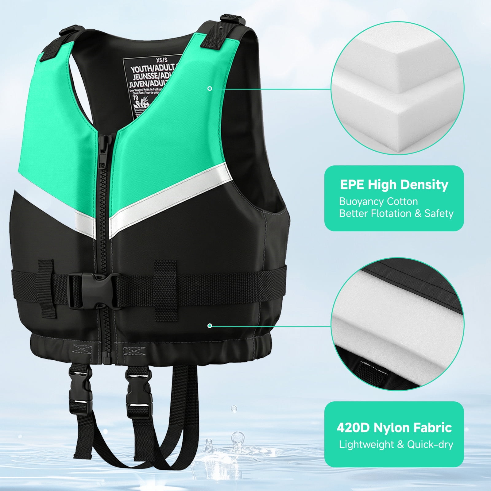 Kids Swim Vest Life Jacket Youth,Adjustable Flotation Buoyancy Swimsuit Trainer Vests,Swimming Aid Jacket for Boys Girls,Fit for 50-125 lbs