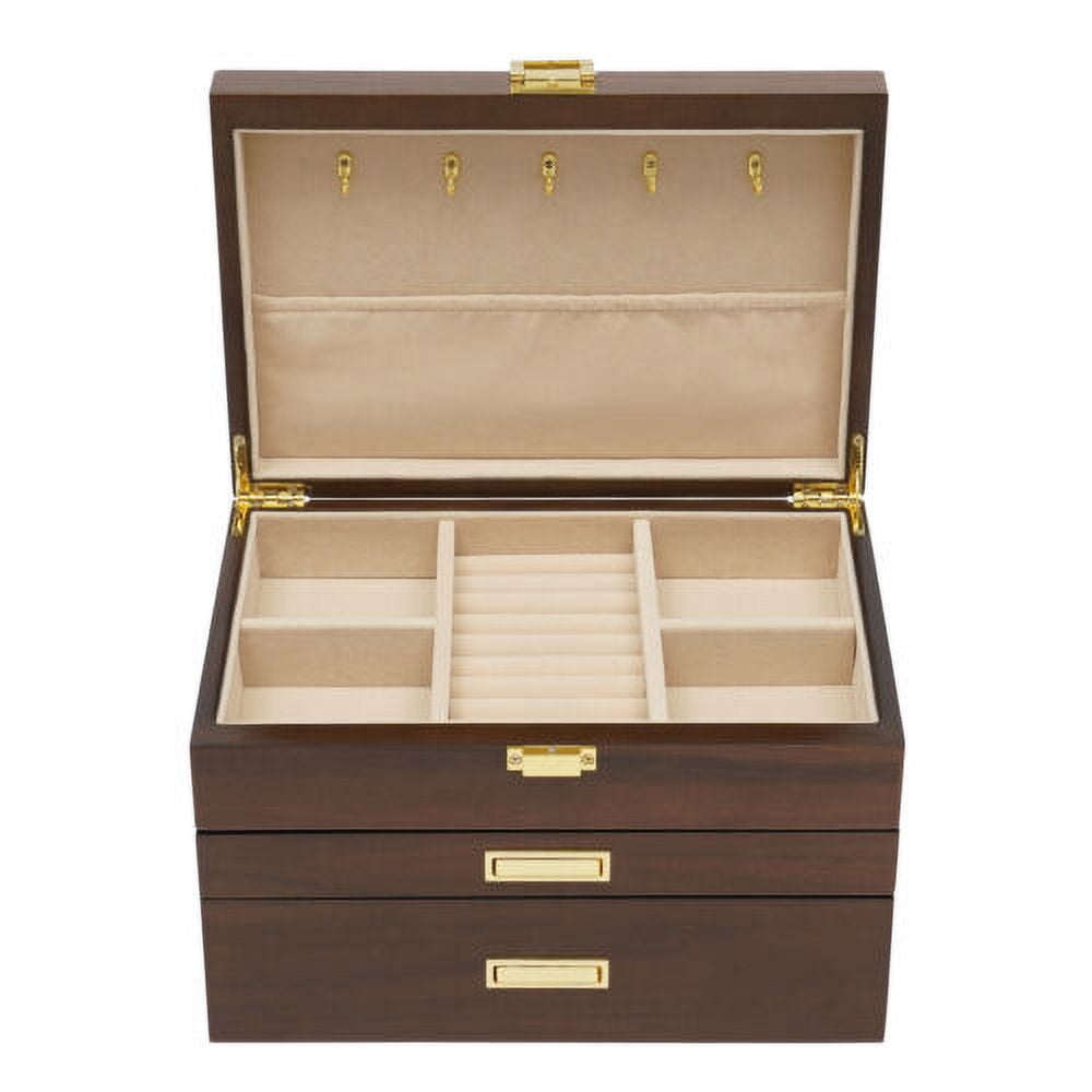 28-Slot Men Watch Box Wooden Display Case Organizer Show Tray Jewelry Storage