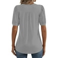 thumbnail image 7 of IYYVV Shirts For Women Puff Short Sleeve Pleated Dressy Casual Scooped Neck Summer Tops Blouses Fashion Clothes 2024 Gray XL, 7 of 7