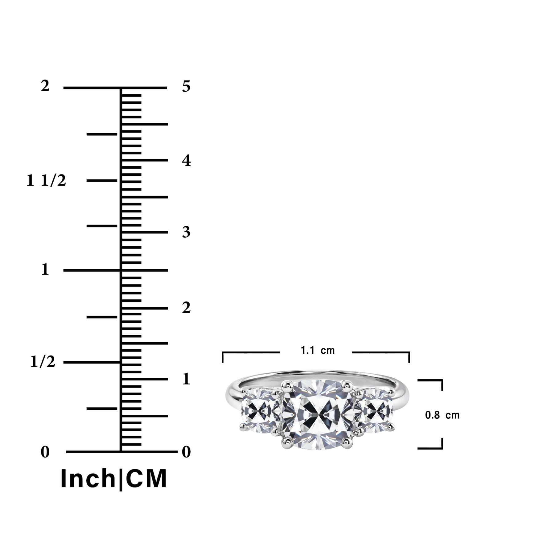 JeenMata 3.5 Carat Cushion Cut Moissanite Rings - Three Stone Engagement Rings in 18K White Gold Plating for Women