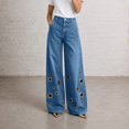 thumbnail image 5 of VBVC Women's Grommet Eyelet Jeans with Pockets , High Waisted Wide Leg Denim Pants For Women, S-2XL, 5 of 8