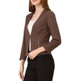 thumbnail image 4 of INSPIRE CHIC Women's Workwear Zipper Collarless Cropped Blazer M Coffee, 4 of 7