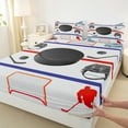 thumbnail image 3 of Manfei Cartoon Hockey Queen Sheet Sets 4 Pieces, Ice Hockey Rink Helmet Flat Sheet, Sport Queen Fitted Sheet, Microfiber Bedroom Decor, 3 of 7