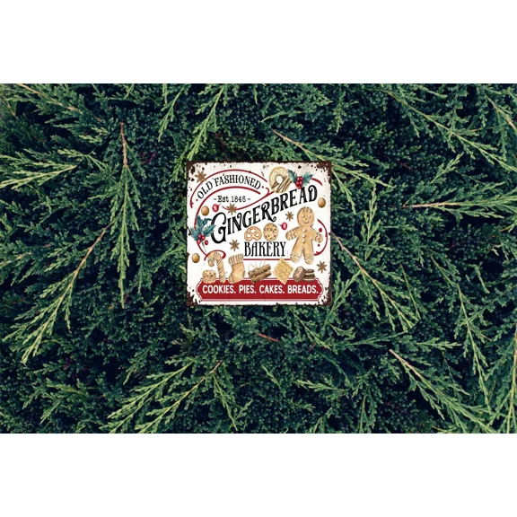 Old Fashioned Gingerbread Christmas Ornament Wood Mini Sign