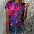 thumbnail image 2 of VNKIDY Women's T-Shirt Oversized Galaxy Print Tees Crewneck Short Sleeve Stretch Loose Fit Top For Casual Street Daily Outdoor Wear Fashionable Top, 2 of 4