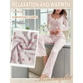 thumbnail image 6 of Aivtalk Womens Pajama Sets Long Sleeve Floral Ribbed Fall Sleepwear Slim Crop Top and Pants Casual Cozy Soft Button Down Lounge Outfits 2 Piece Pjs Pink M, 6 of 7