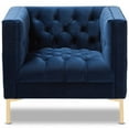 thumbnail image 3 of Baxton Studio Chaise Longue Touffetée en Velours Bleu Marine et Or, 3 of 8