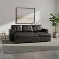 thumbnail image 4 of Ilios Innova | Sofá Cama Kairo Negro de Cuero Sintético, Chaise Longue/Cama Extraíble, 3 Plazas, Estructura de Madera, Funcional y Moderno., 4 of 9