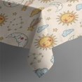 thumbnail image 3 of Beige Sun Moon Cloud Star Pattern Rectangle Tablecloth 60"x84",Waterproof Polyester Rectangle Table Cloth, Wipeable Spillproof Polyester Tablecloth for Dining, Camping, Indoor and Outdoor, 3 of 5