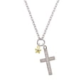 thumbnail image 2 of Delight Jewelry Goldtone Mini Star with Clear Crystal Everlasting Love Engraved Cross Zoey Necklace, 28", 2 of 4