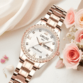 thumbnail image 4 of Reloj de Cuarzo con Diamantes para Mujer, Pantalla de Fecha y Día, Luminoso, Correa de Acero Inoxidable, Reloj de Pulsera de Lujo, 4 of 5
