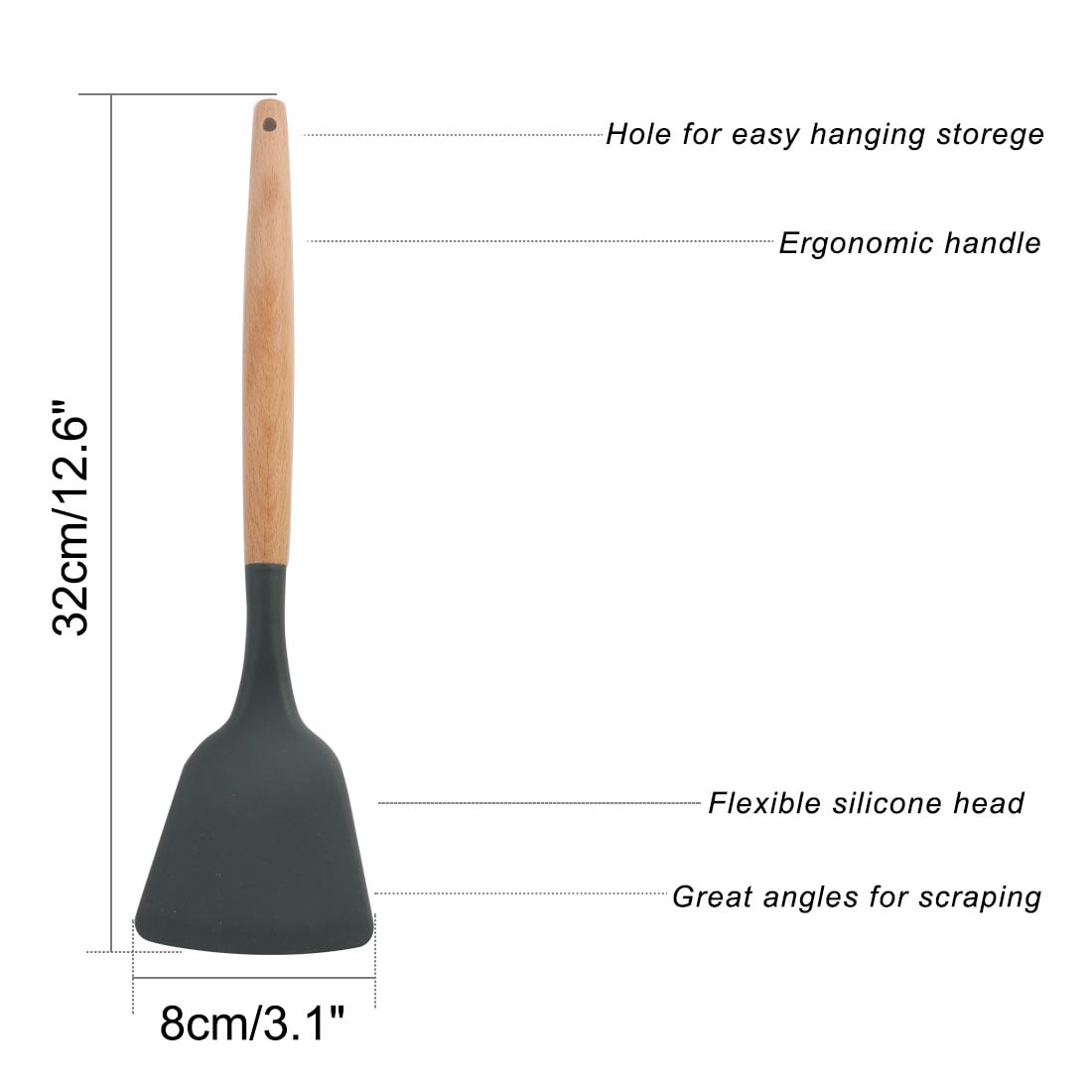 Unique Bargains Silicone Spatula 4 Pack Heat Resistant Non Stick Turner Gray