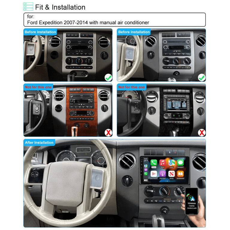 Ford Touch Screen Car Radio - Wireless CarPlay & Android Auto, 2GB/32GB Android 13, GPS, Backup Camera For 2006-2014 Expedition, Explorer, Fusion, Edge, Taurus, Mustang & More
