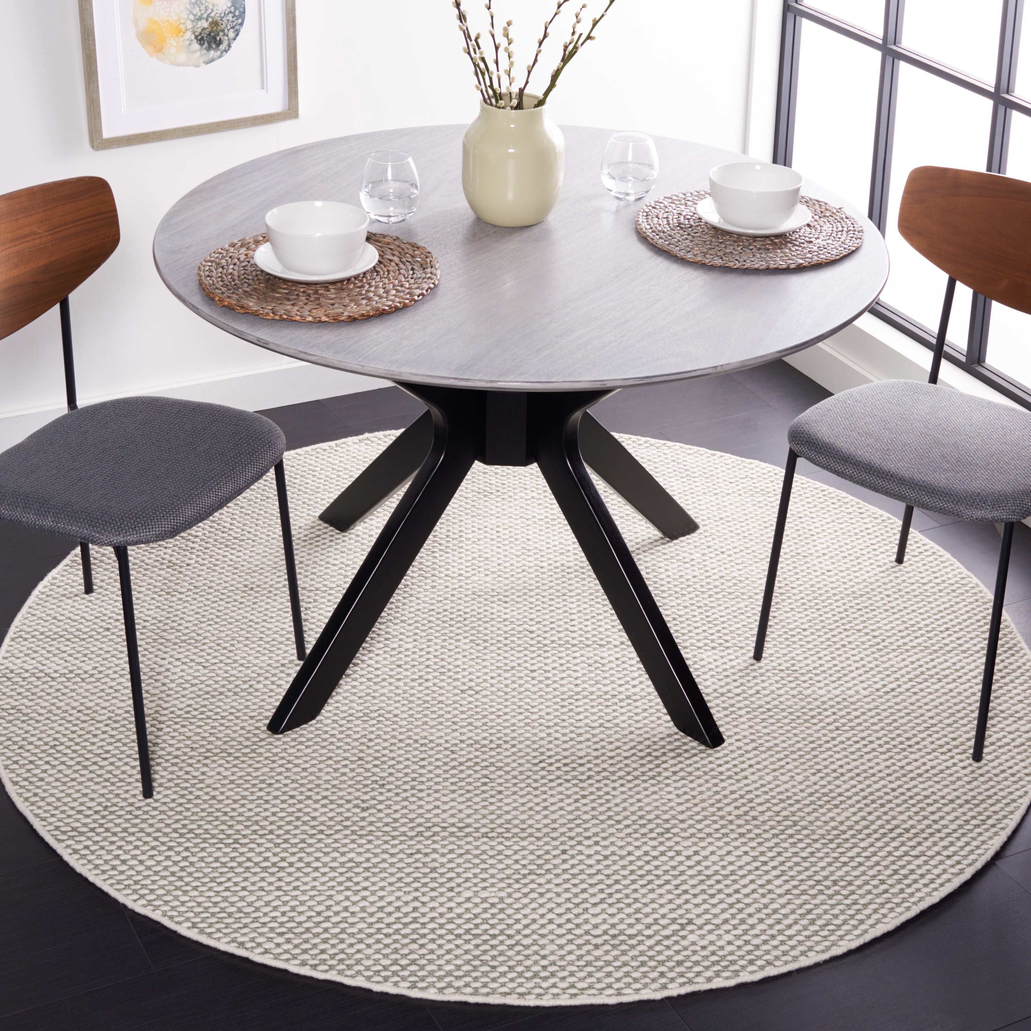 SAFAVIEH Vermont York Solid Area Rug, Green, 6' x 6' Round