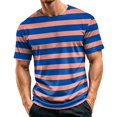 thumbnail image 3 of Mfakffe Men T Shirts Crewneck Striped T-Shirt Soft Elastic Tees Summer Beach Casual Tops, 3 of 5