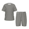 thumbnail image 1 of Fotbe Houndstooth Black And White Pijama Estampada de 2 Piezas para Niños – Ropa de Dormir de Manga Corta Cómoda para Niños y Niñas, Camiseta y Shorts de Algodón-Small, 1 of 6