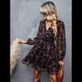 thumbnail image 4 of Minivestidos Casuales de para Mujer, con Escote en V, de , Mangas Largas, Sueltos, para Verano Negro M, 4 of 9